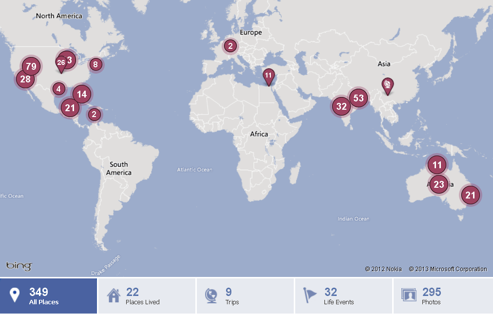 Facebook Map of Ivan Stein's World Travels